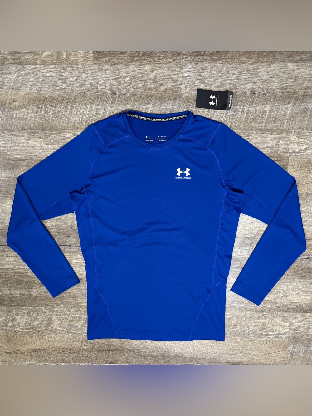 NWT Under Armour Heatgear Compression Shirt Men's XL Blue Long Sleeve Athletic